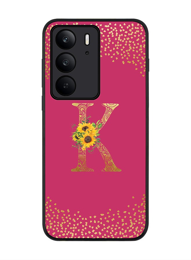 For Realme C75x / C75 4G Case,Slim fit Camera Protection, Shockproof Thin Phone cover  - Custom Floral Monogram - K ( Deep Pink )